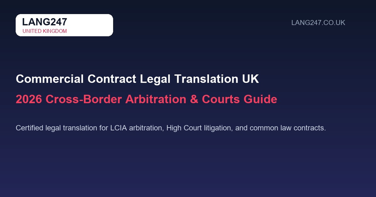 Corporate & Commercial Contract Legal Translation UK: 2026 Cross-Border Arbitration & Litigation Guide