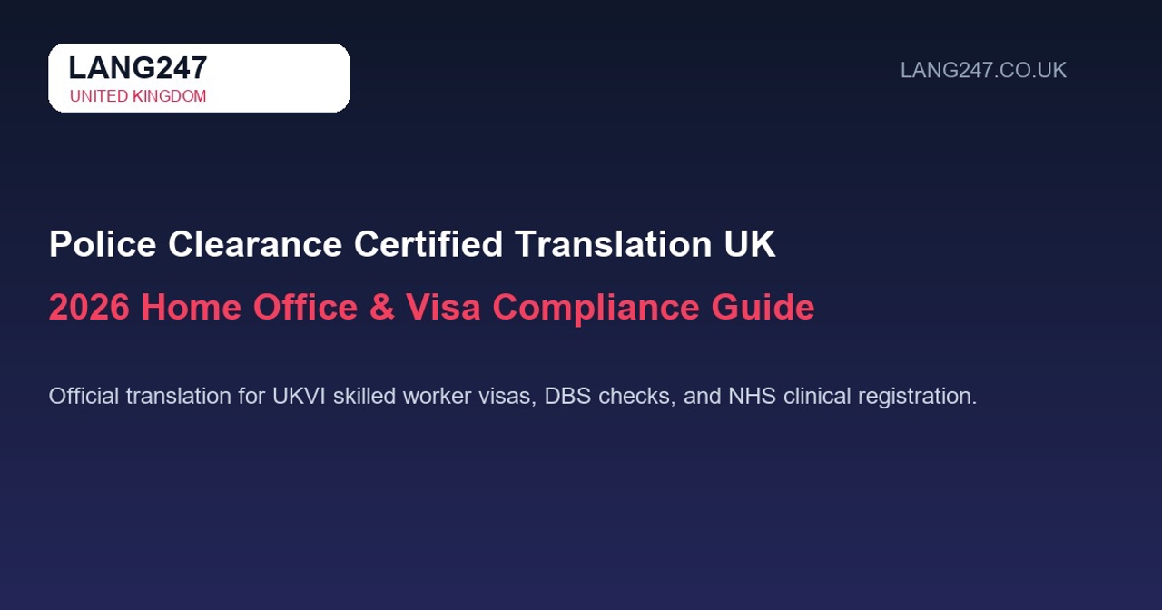 Police Clearance Certificate Certified Translation UK: 2026 Home Office & Visa Compliance Guide