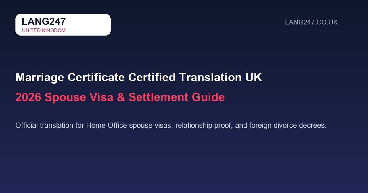 Marriage Certificate Certified Translation UK: 2026 Spouse Visa & Settlement Guide