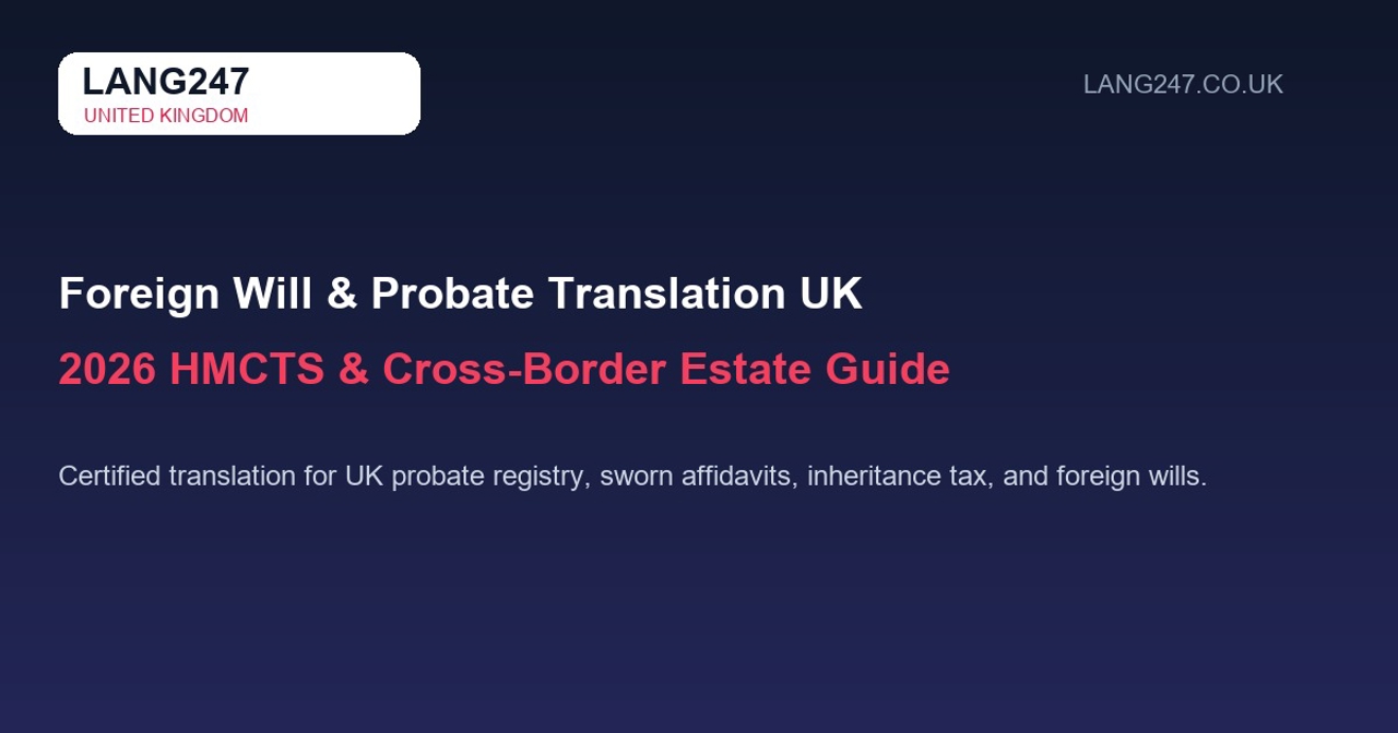 Foreign Will & Probate Certified Translation UK: 2026 HMCTS & Cross-Border Estate Guide