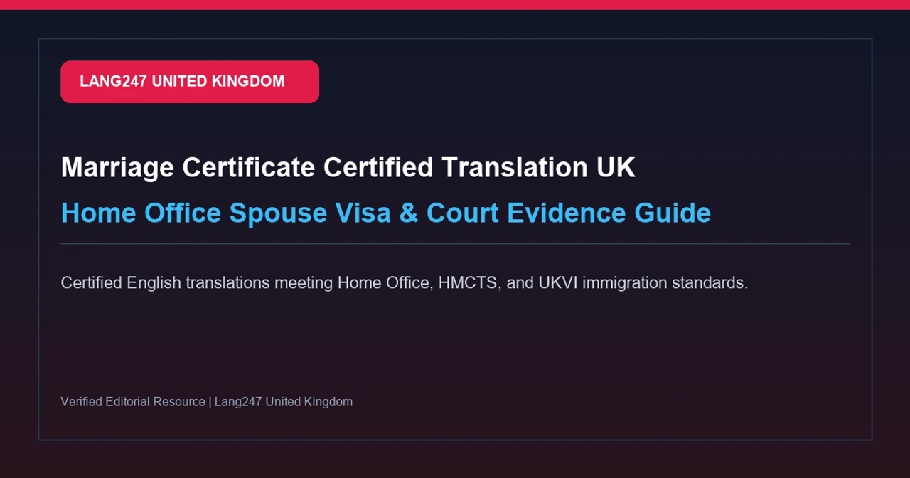 Marriage Certificate Certified Translation UK: Home Office & Spouse Visa Guide 2026