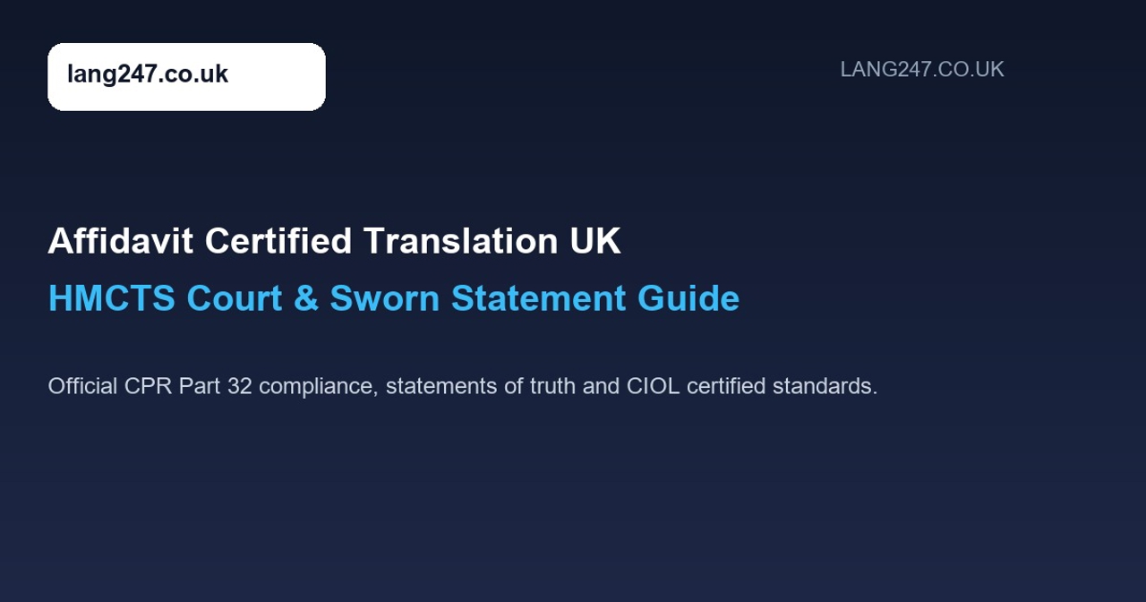 Affidavit Certified Translation UK: HMCTS Court & Sworn Statement Guide