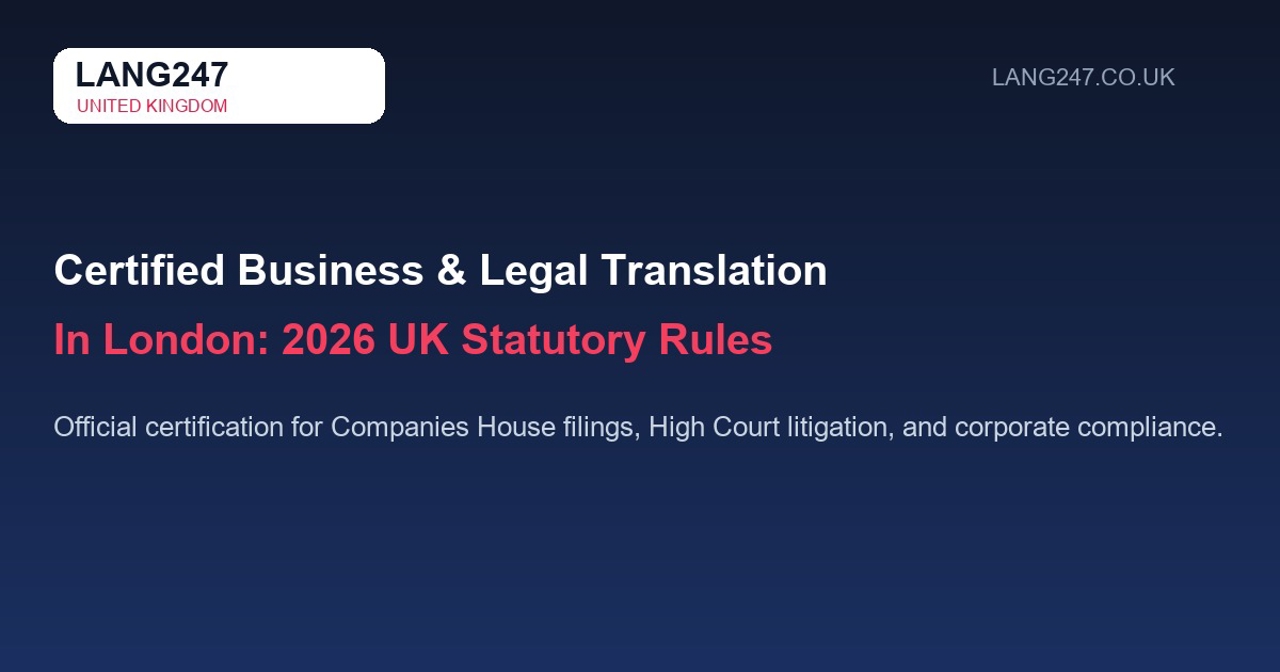 Certified Business and Legal Translation in London: 2026 UK Statutory Guidelines