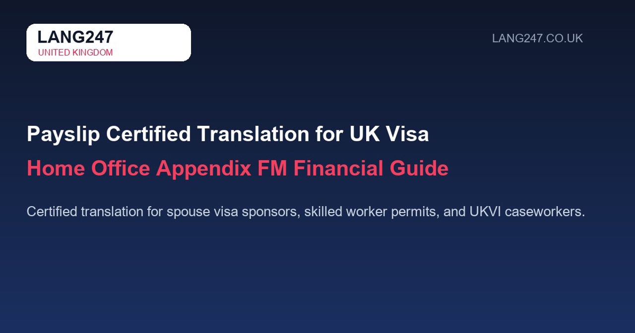 Payslip Certified Translation for UK Visa: Home Office Appendix FM Guide