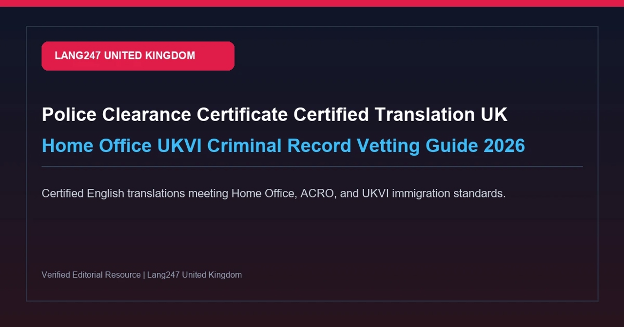 Police Clearance Certificate Certified Translation UK: Home Office & UKVI Guide 2026
