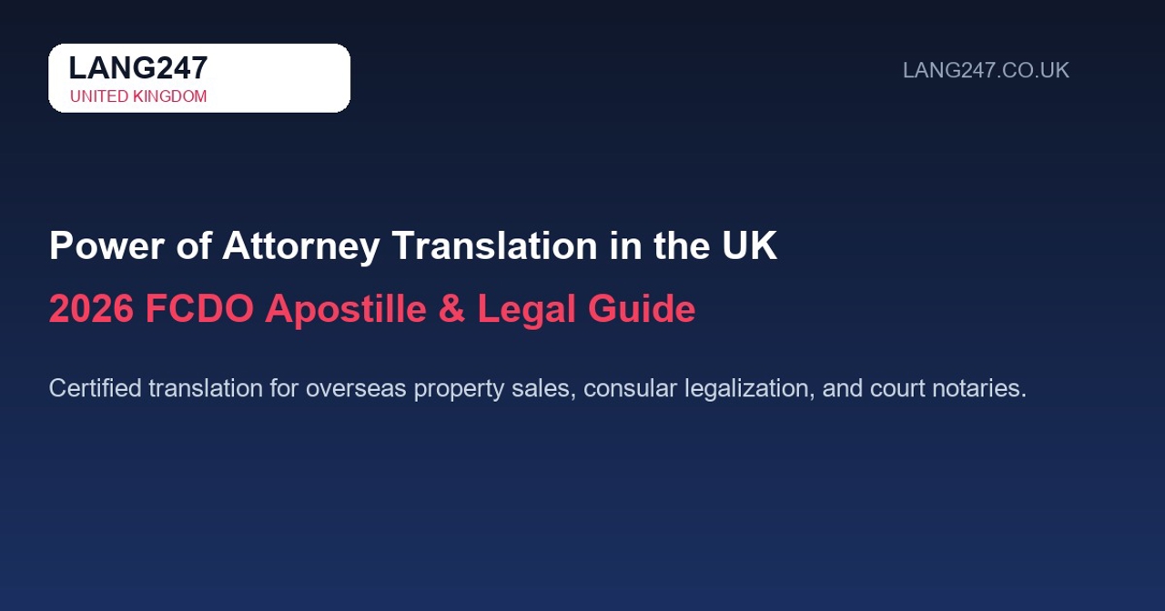 Power of Attorney Legal Translation in the UK: 2026 FCDO Apostille & Legal Guide