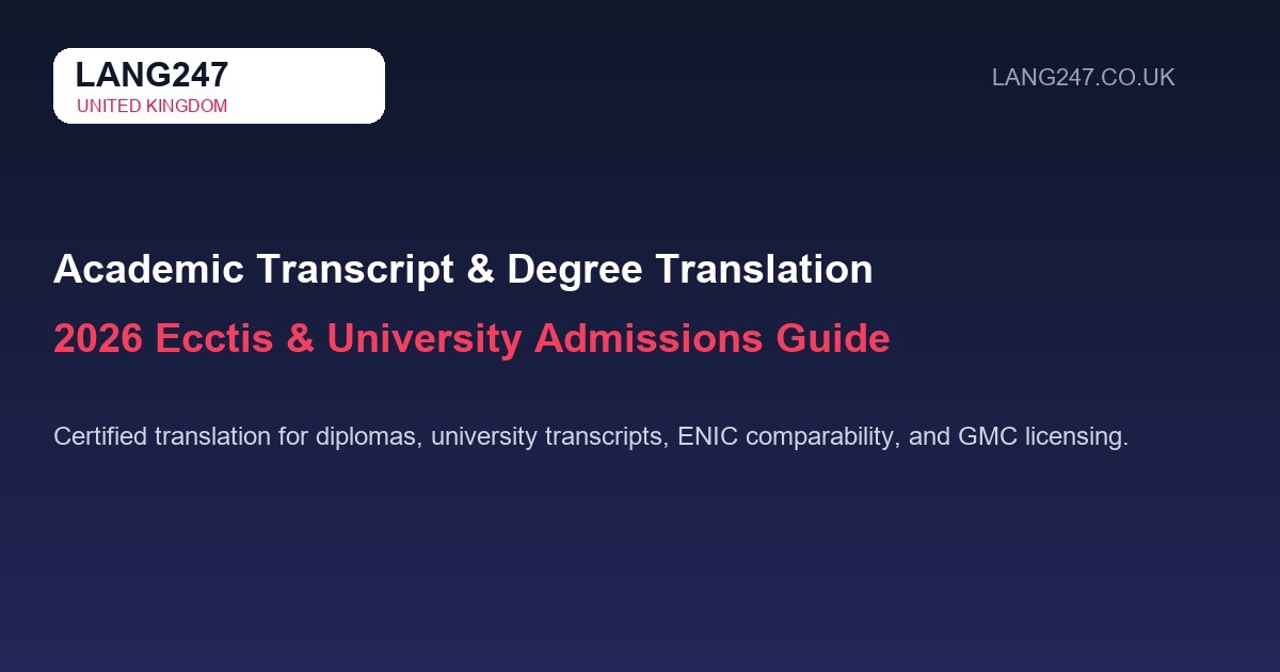 Academic Transcript & Degree Certified Translation UK: 2026 Ecctis, ENIC & University Admissions Guide