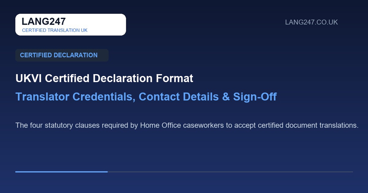 official certificate of translation accuracy showing sworn translator statement and contact details