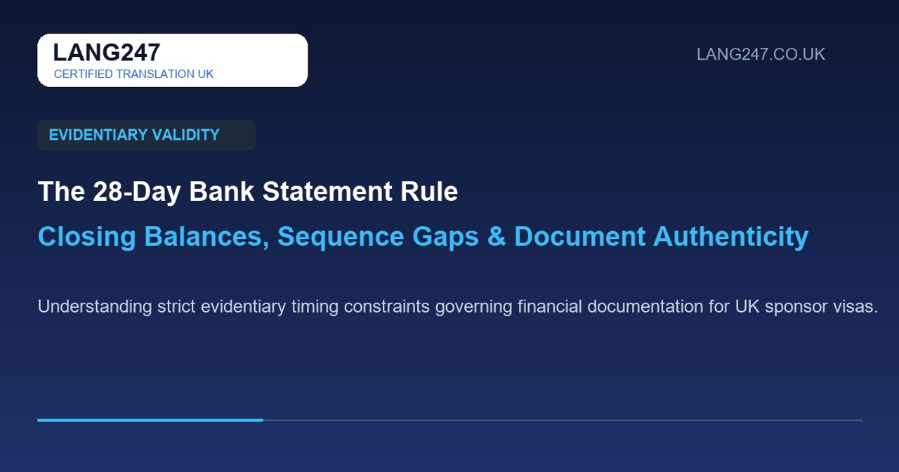 calendar timeline illustrating 28 day bank statement validity rule for UK visa applications